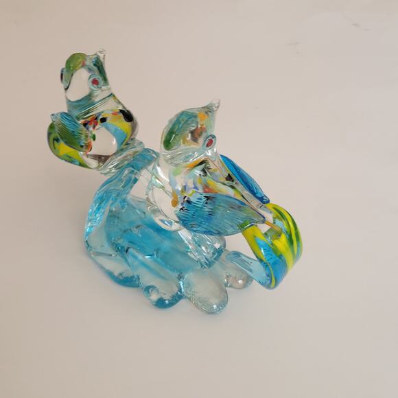 Vintage Hand Blown Tropical Bird Parrots Cockatoos on the branch Murano Style - Picture 10 of 16
